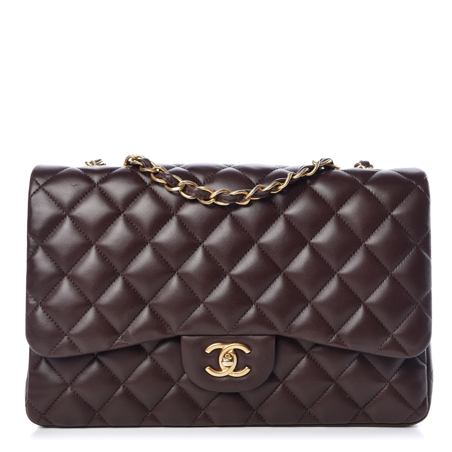 Chanel Lambskin Quilted Jumbo Single Flap Dark Brown 1 of 11