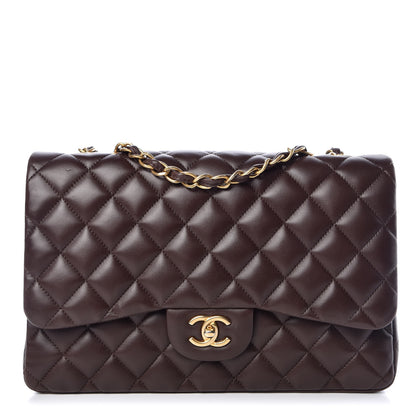 Chanel Lambskin Quilted Jumbo Single Flap Dark Brown 1 of 11