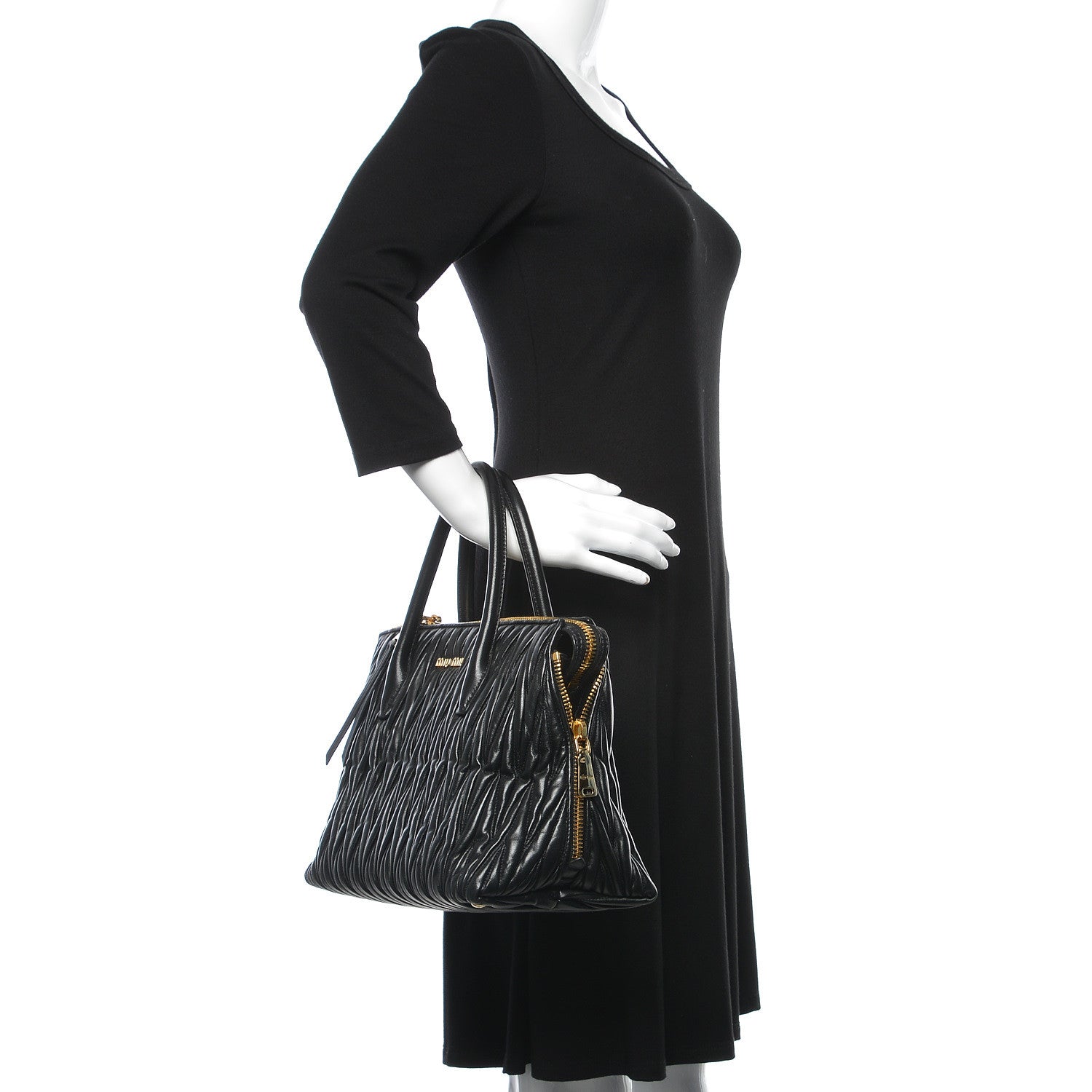 Miu Miu Nappa Matelasse Zip Tote Black 2 of 10