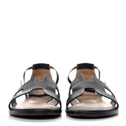 Hermes Calfskin Santorini Sandals 38 Black 2 of 8