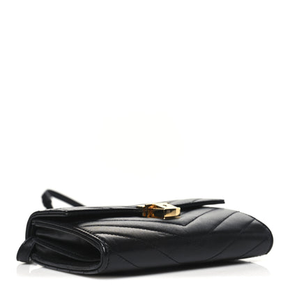 Saint Laurent Lambskin Chevron Quilted Mini High School Satchel Black 4 of 11