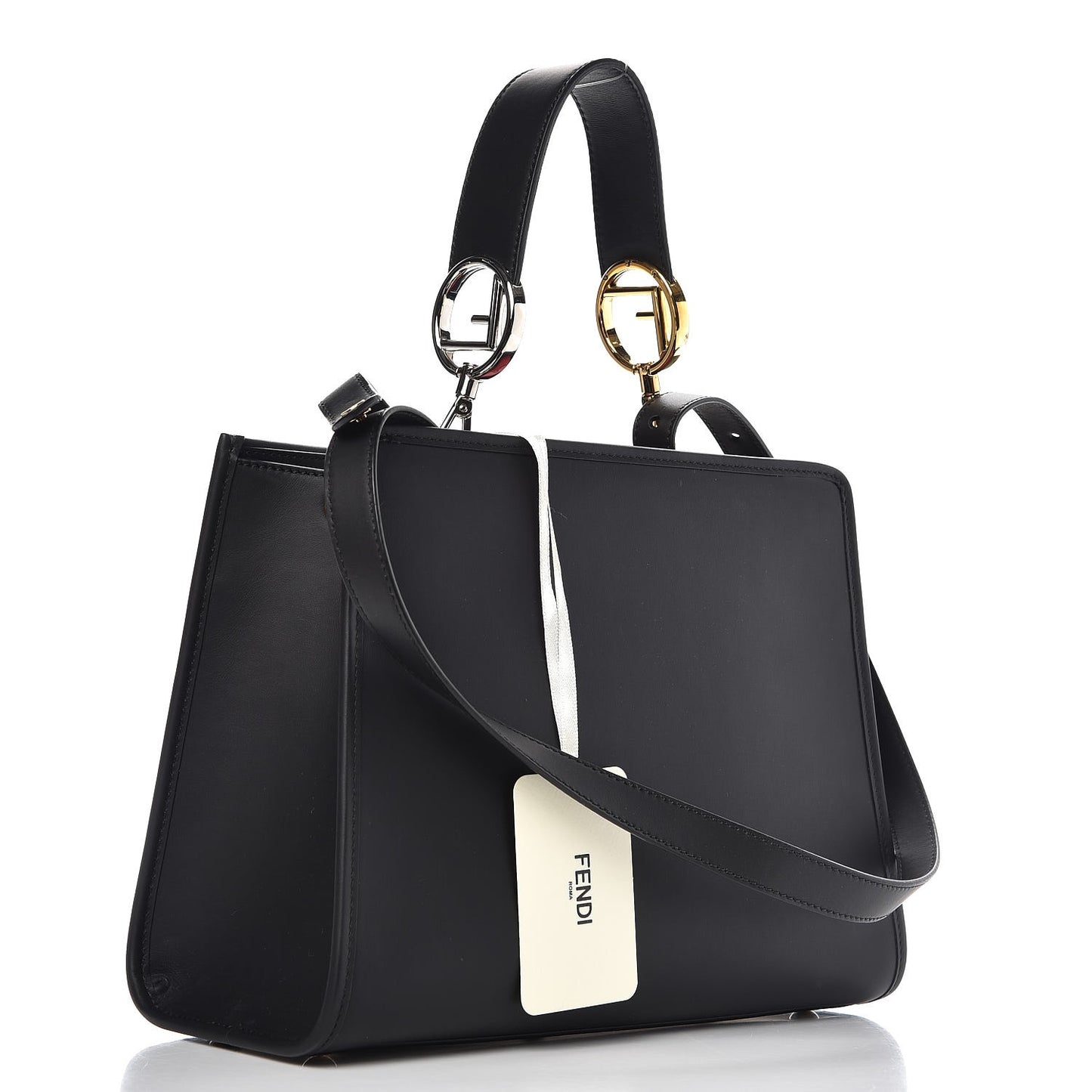 Vitello Century F is Fendi FF 1974 Embossed Small Runaway Satchel Black Maya
