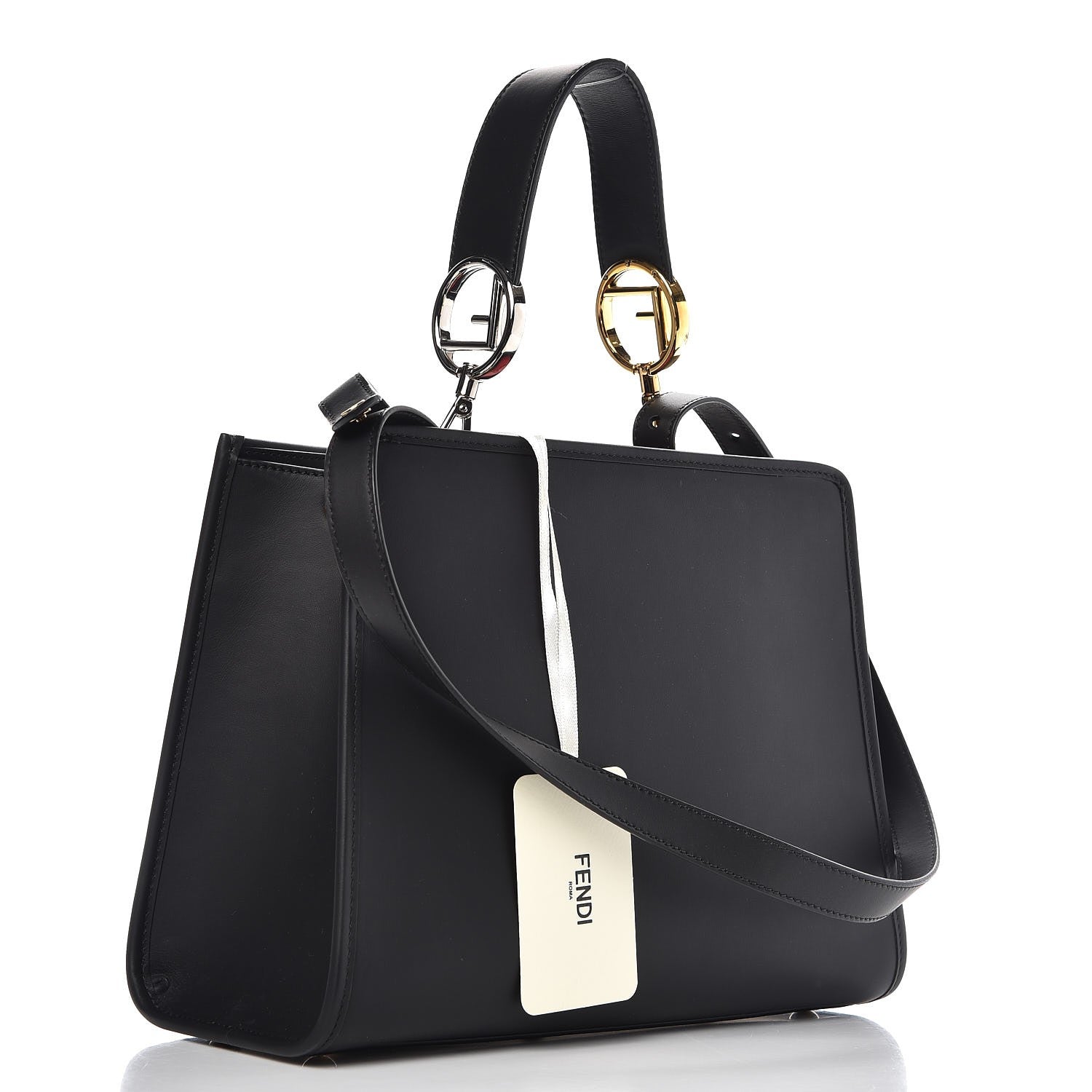 Fendi Vitello Century F is Fendi FF 1974 Embossed Small Runaway Satchel Black Maya 4 of 9