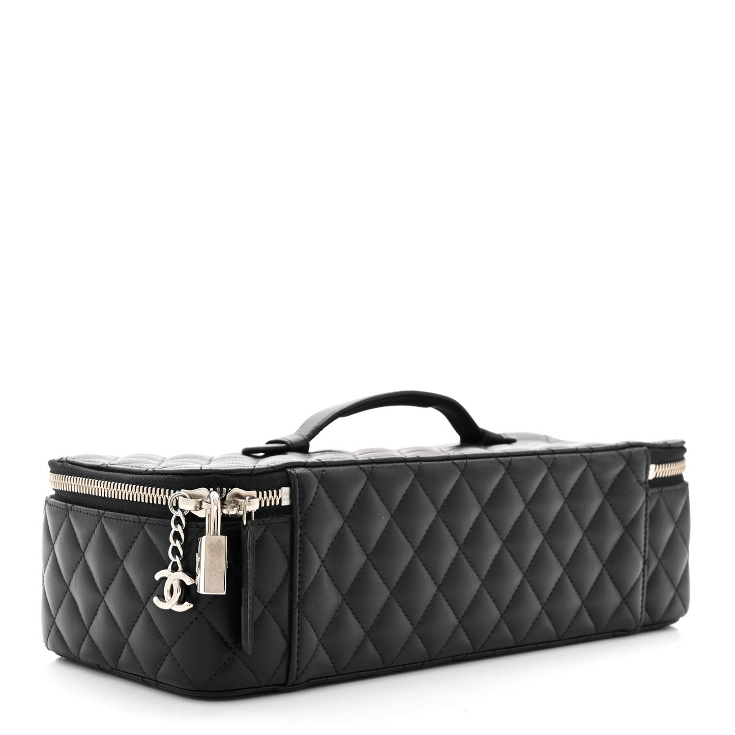 Lambskin Quilted Large Jewelry Case Black