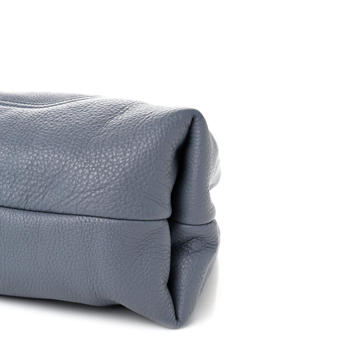 Grained Calfskin Softbit Maxi Shoulder Bag Foggy Grey