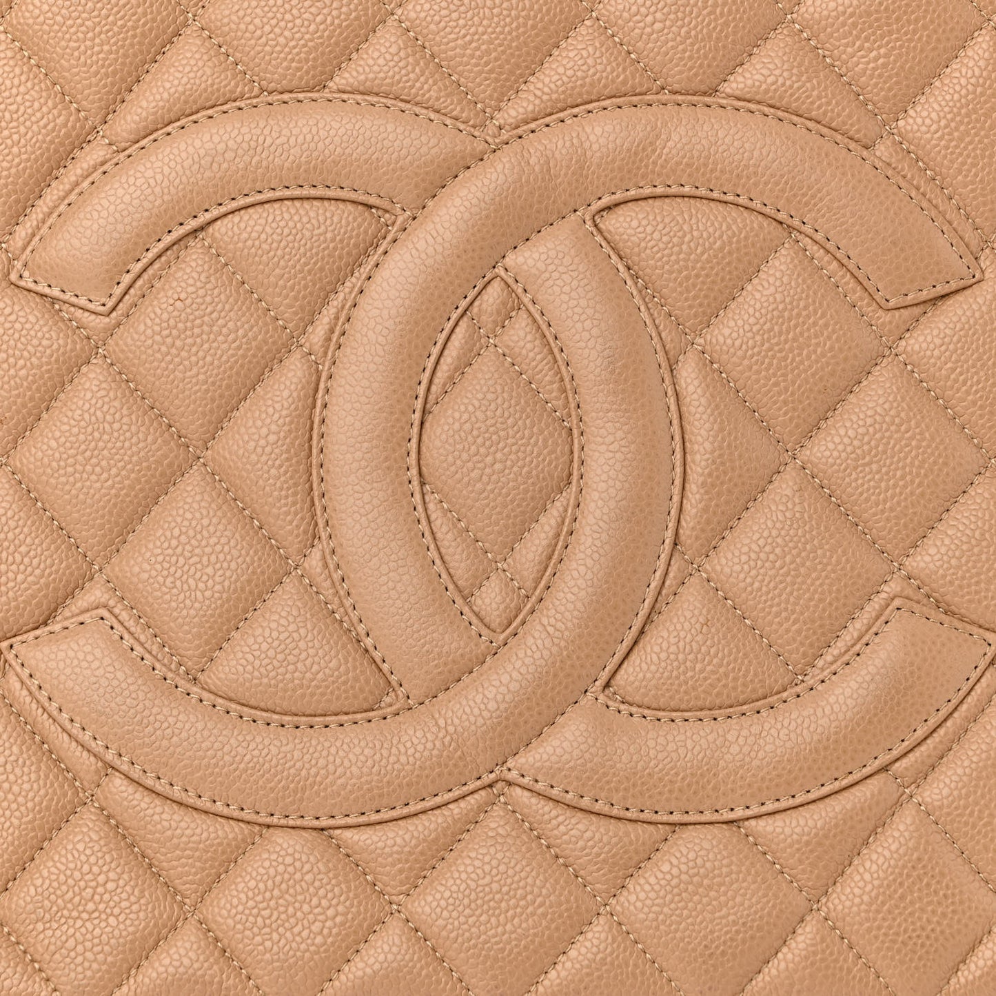 Caviar Quilted Medallion Tote Beige