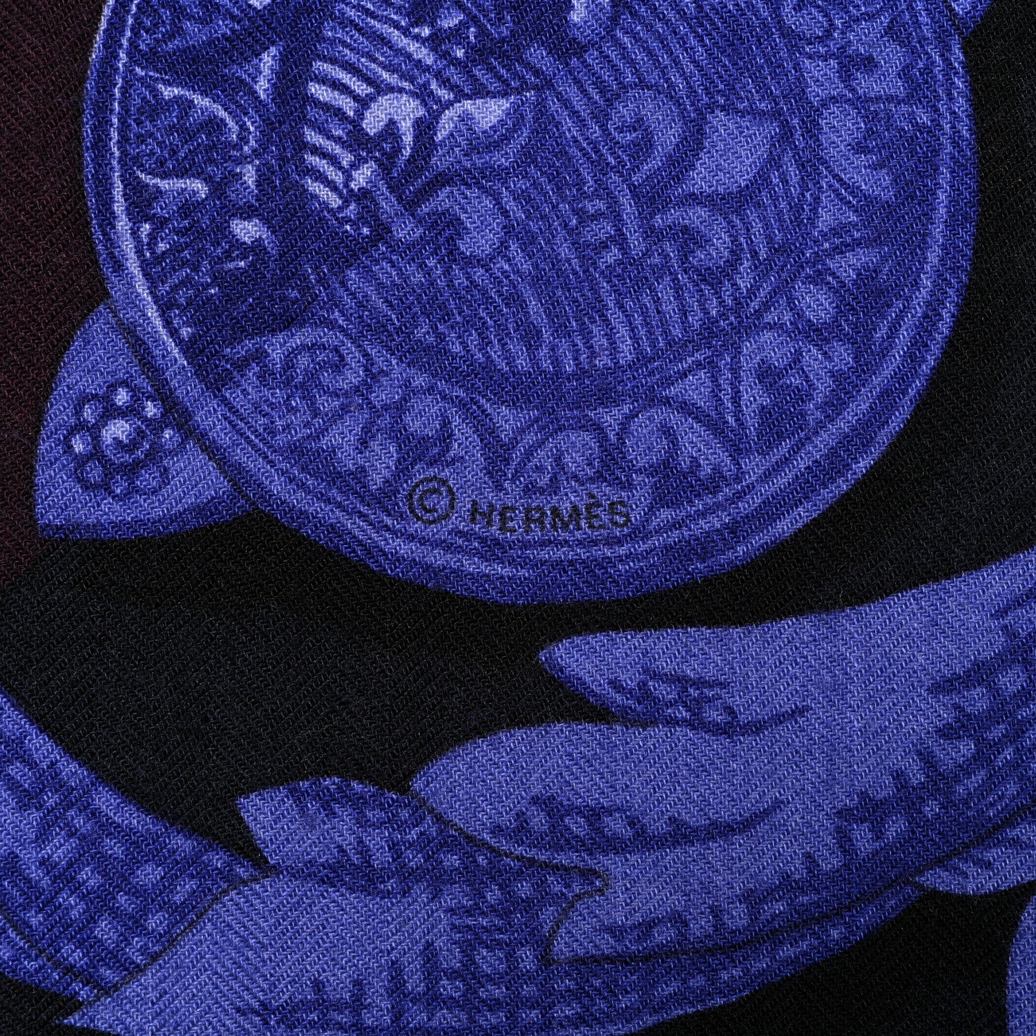 Hermes Cashmere Silk Le Mors a La Conetable Shawl 140 Rouge H Violet Parme 7 of 7