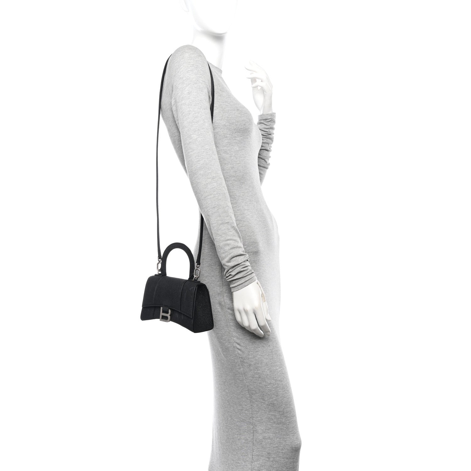 Balenciaga Glitter Fabric Hourglass Top Handle Bag XS Black 2 of 13