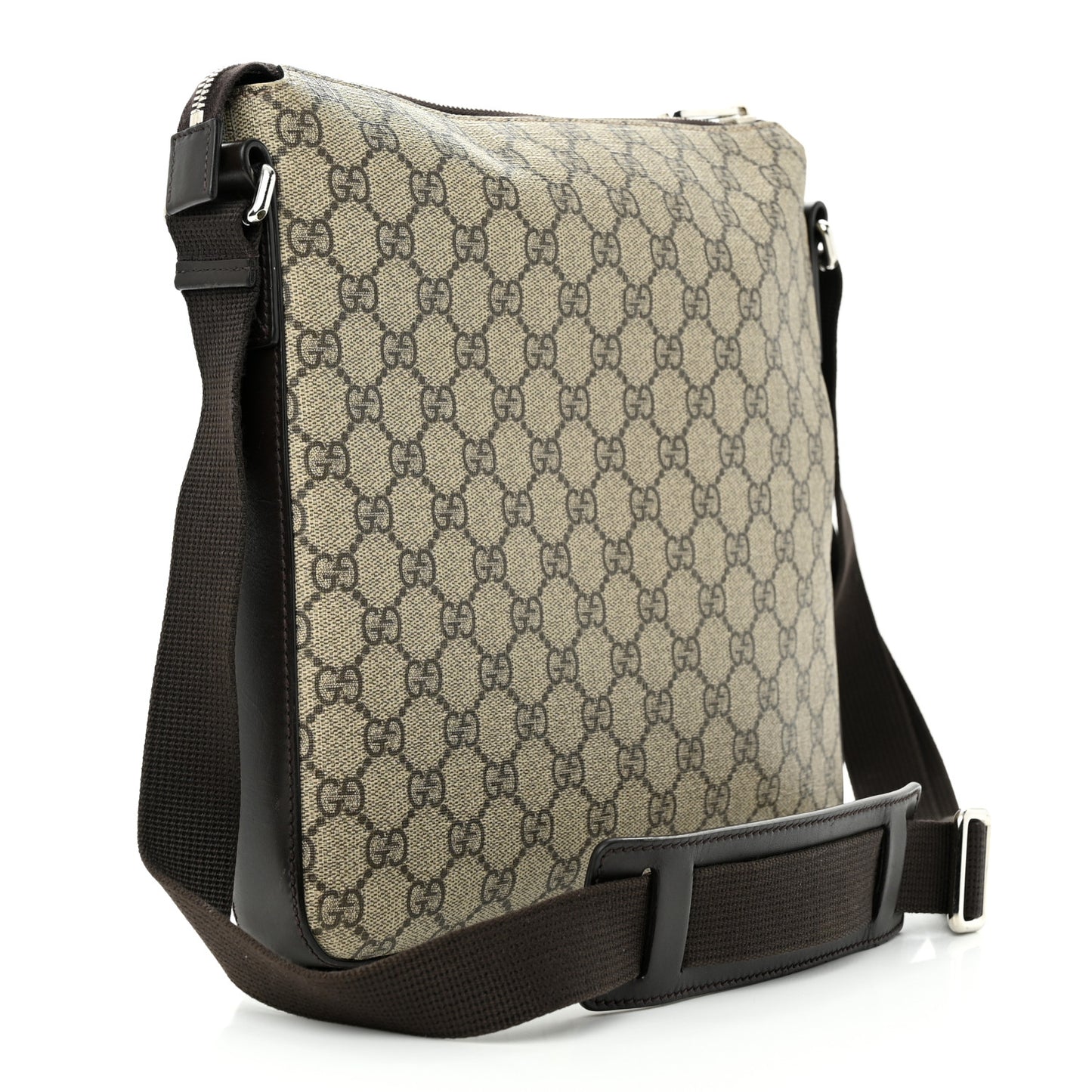 GG Supreme Monogram Medium Flat Messenger Bag Beige Brown
