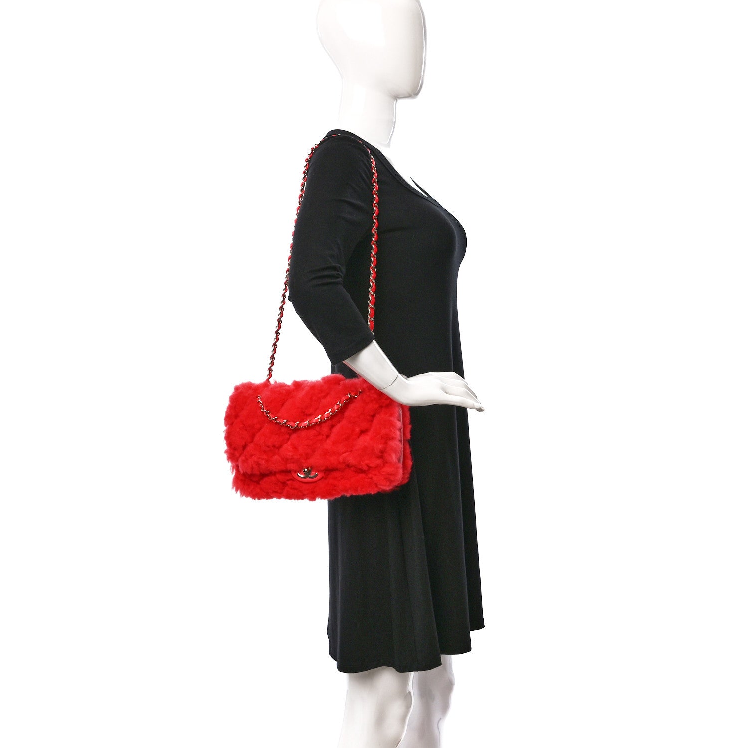 Chanel Shearling Lambskin Quilted Flap Bright Red 3 of 9