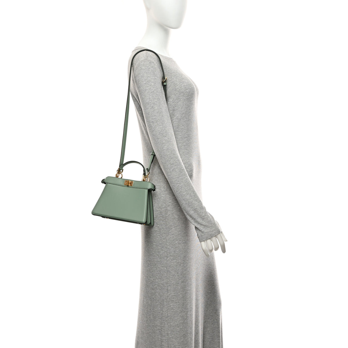 Fendi Shiny Nappa Petite Peekaboo I SEE U Satchel Menta 2 of 11