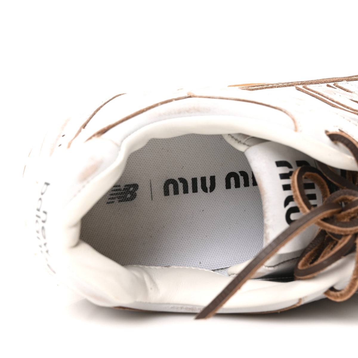 Miu Miu X NEW BALANCE Bleached Calfskin 530 SL Slip-On Sneakers Mules 41 White 8 of 9
