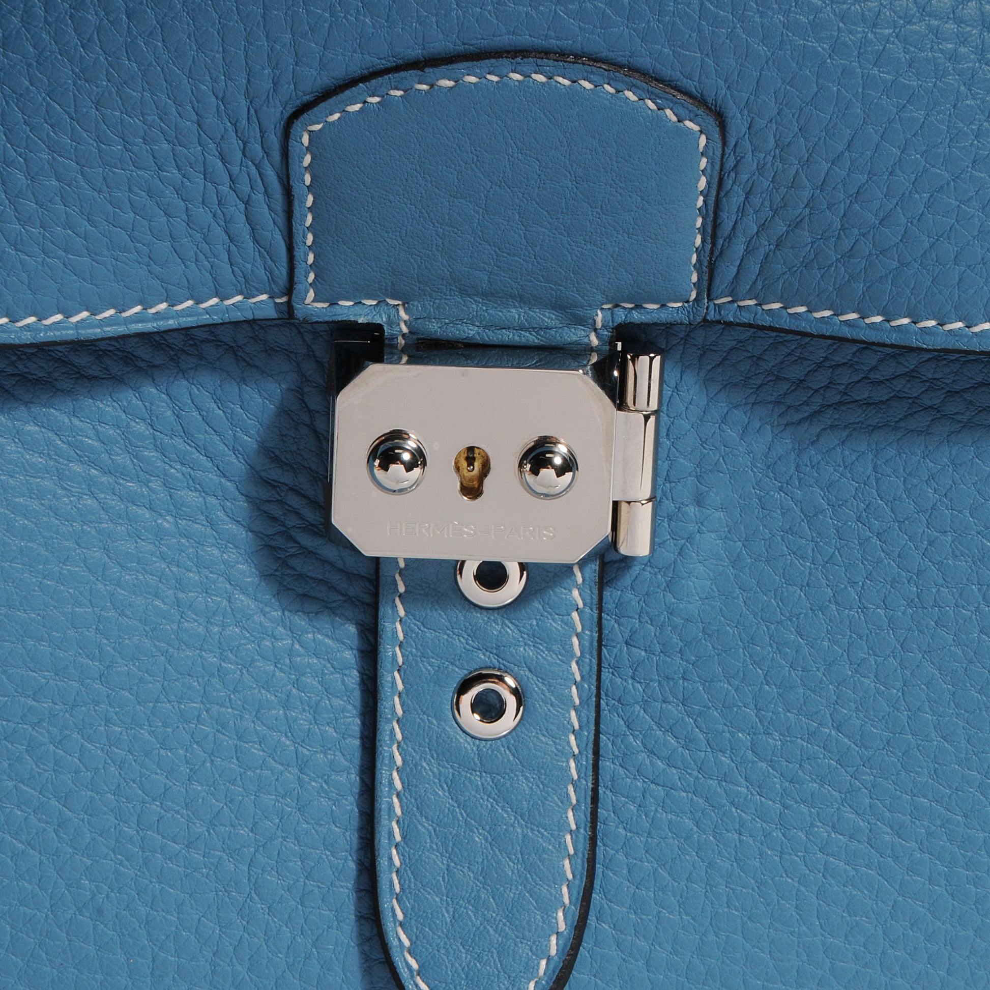 Hermes Taurillon Clemence Sac a Depeche 41 Briefcase Blue Jean 8 of 8