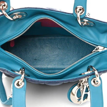 Christian Dior Lambskin Cannage Medium Tri-Color Lady Dior Sapphire Fuchsia Turquoise 5 of 14