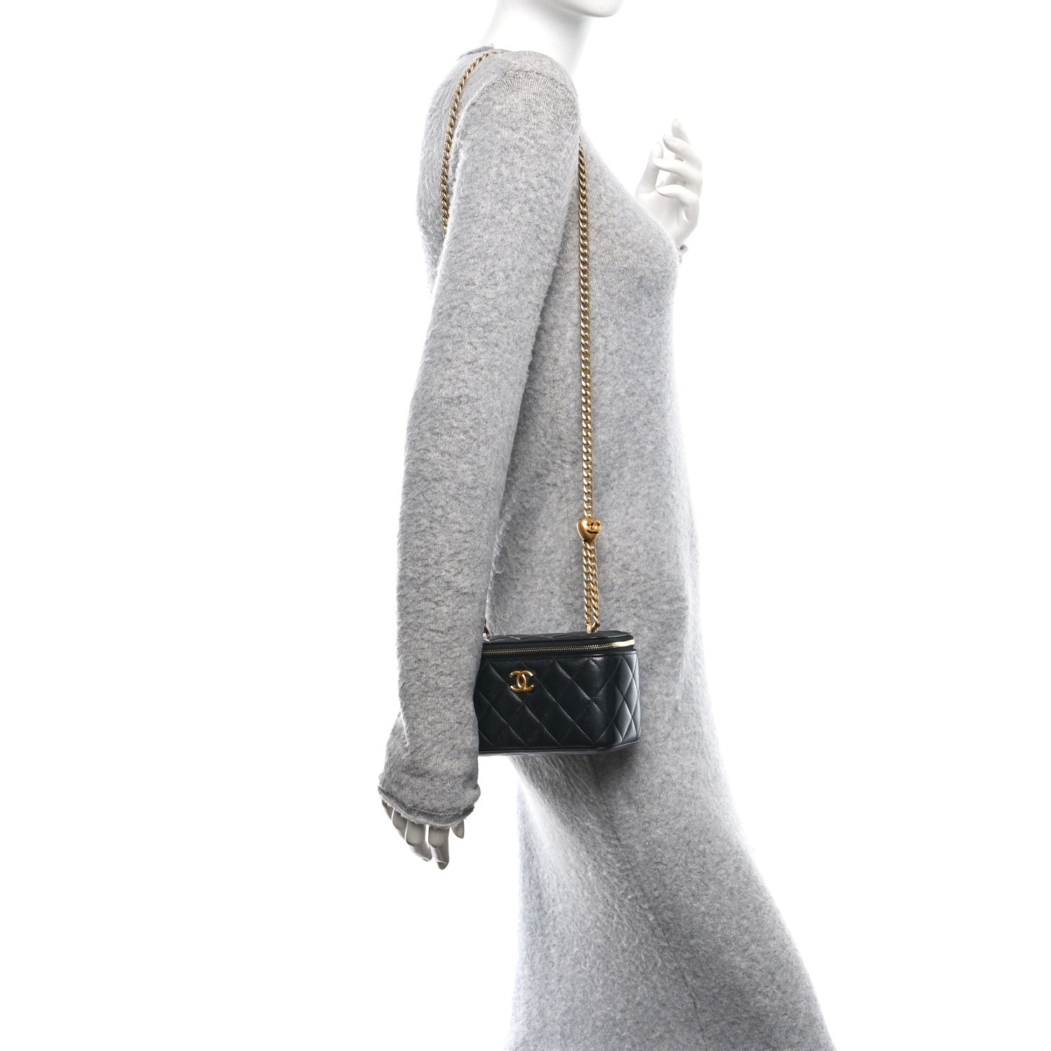 Chanel Lambskin Quilted Sweetheart Vanity Case Black 2 of 11