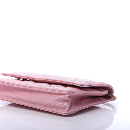Chanel Iridescent Caviar Quilted Wallet on Chain WOC Rose Pink 7 of 11