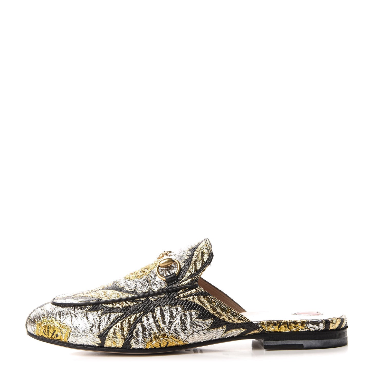 Jacquard Floral Womens Princetown Slippers 36 Oro Black