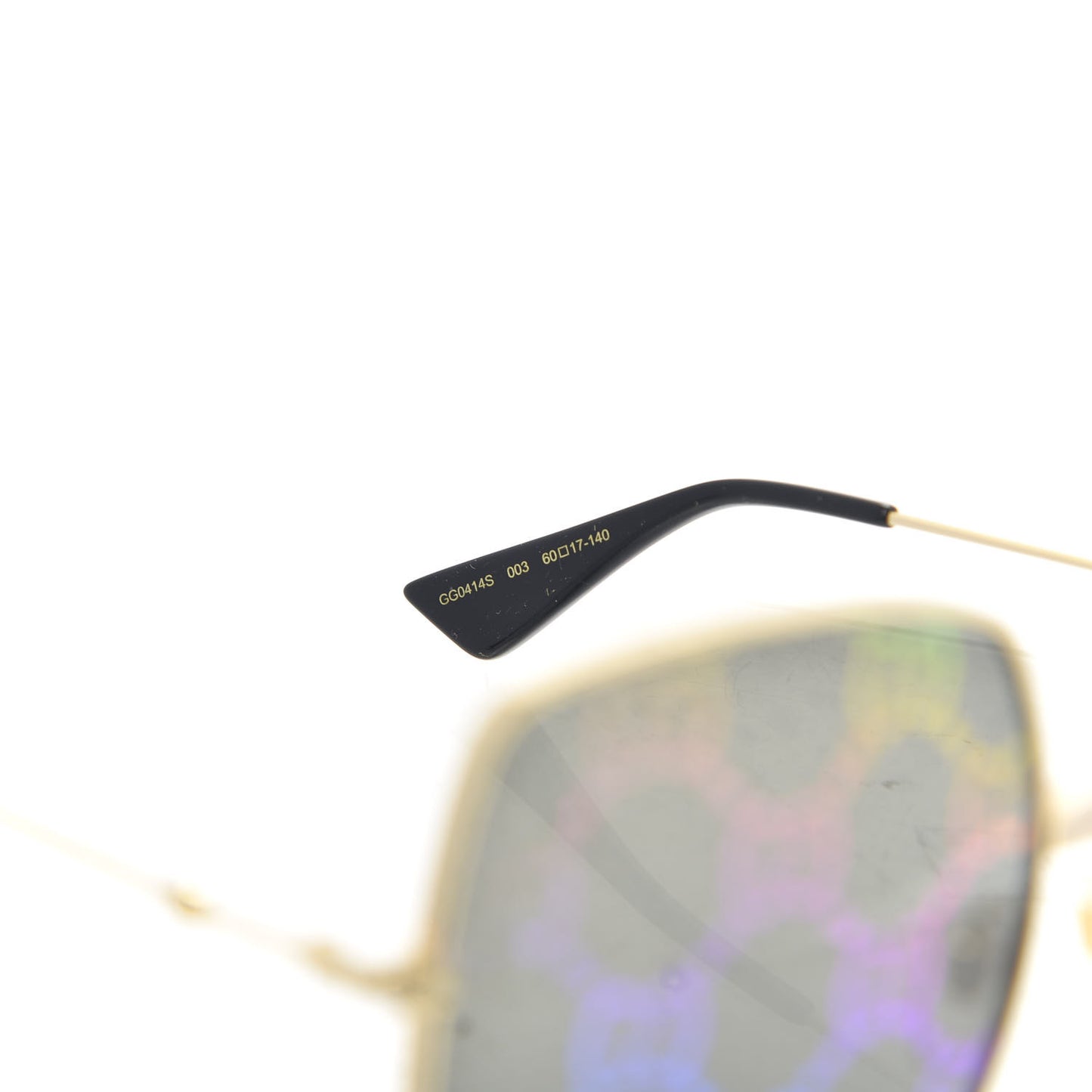 Metal Rectangular Frame Sunglasses GG0414S Gold Multicolor