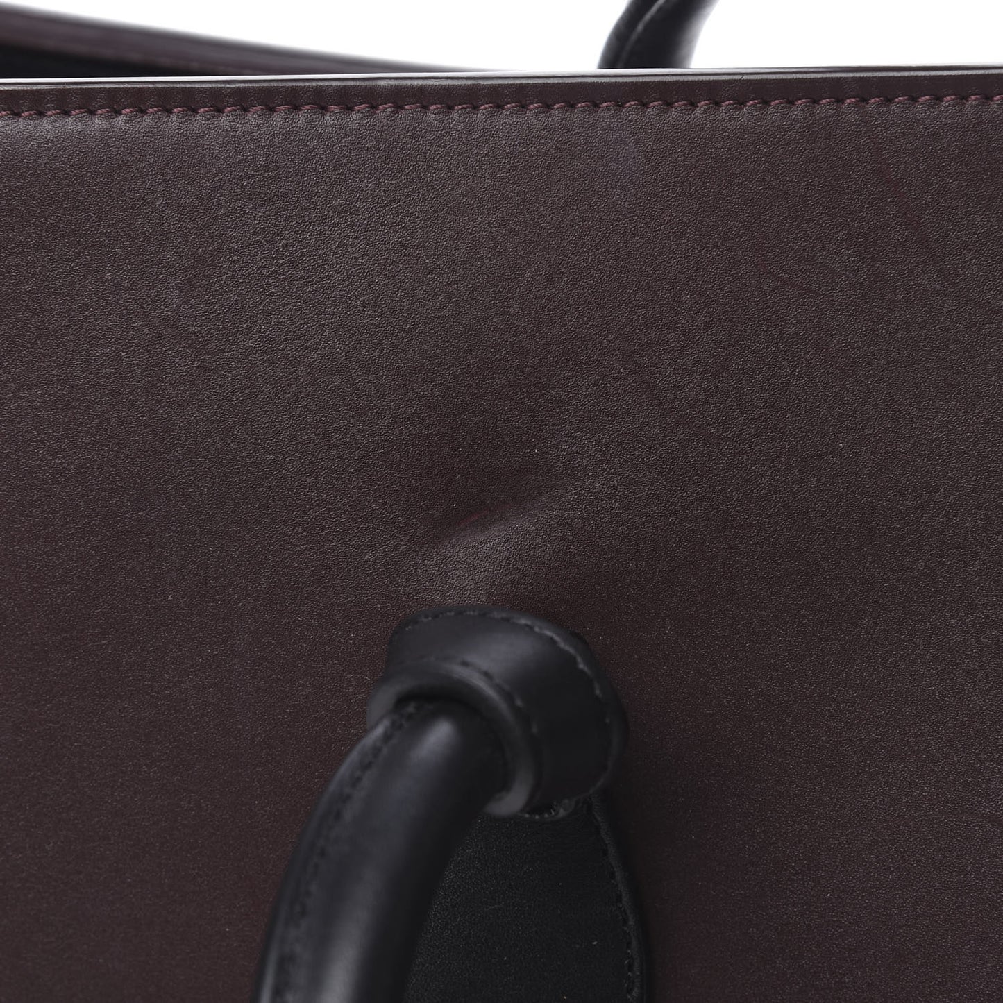 Smooth Calfskin Large Bi-Color Tie Knot Tote Black Burgundy
