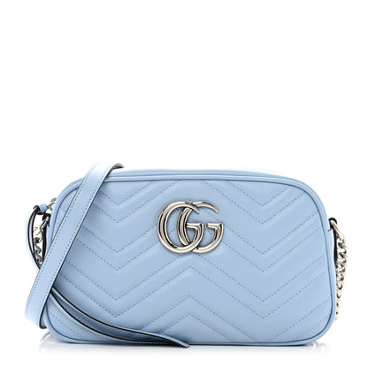 Gucci Calfskin Matelasse Small GG Marmont Chain Shoulder Bag Porcelain Light Blue 1 of 10