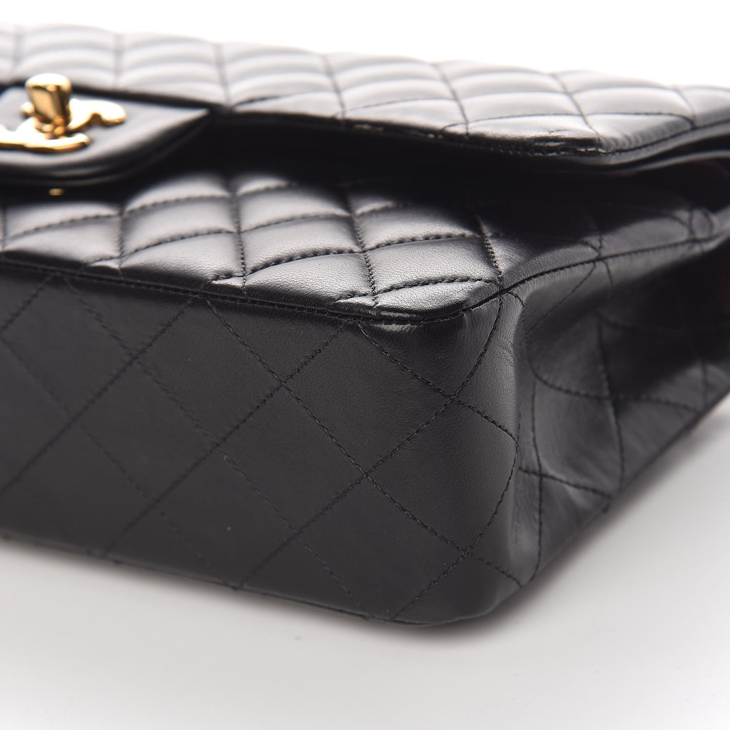 Lambskin Quilted Medium Double Flap Black