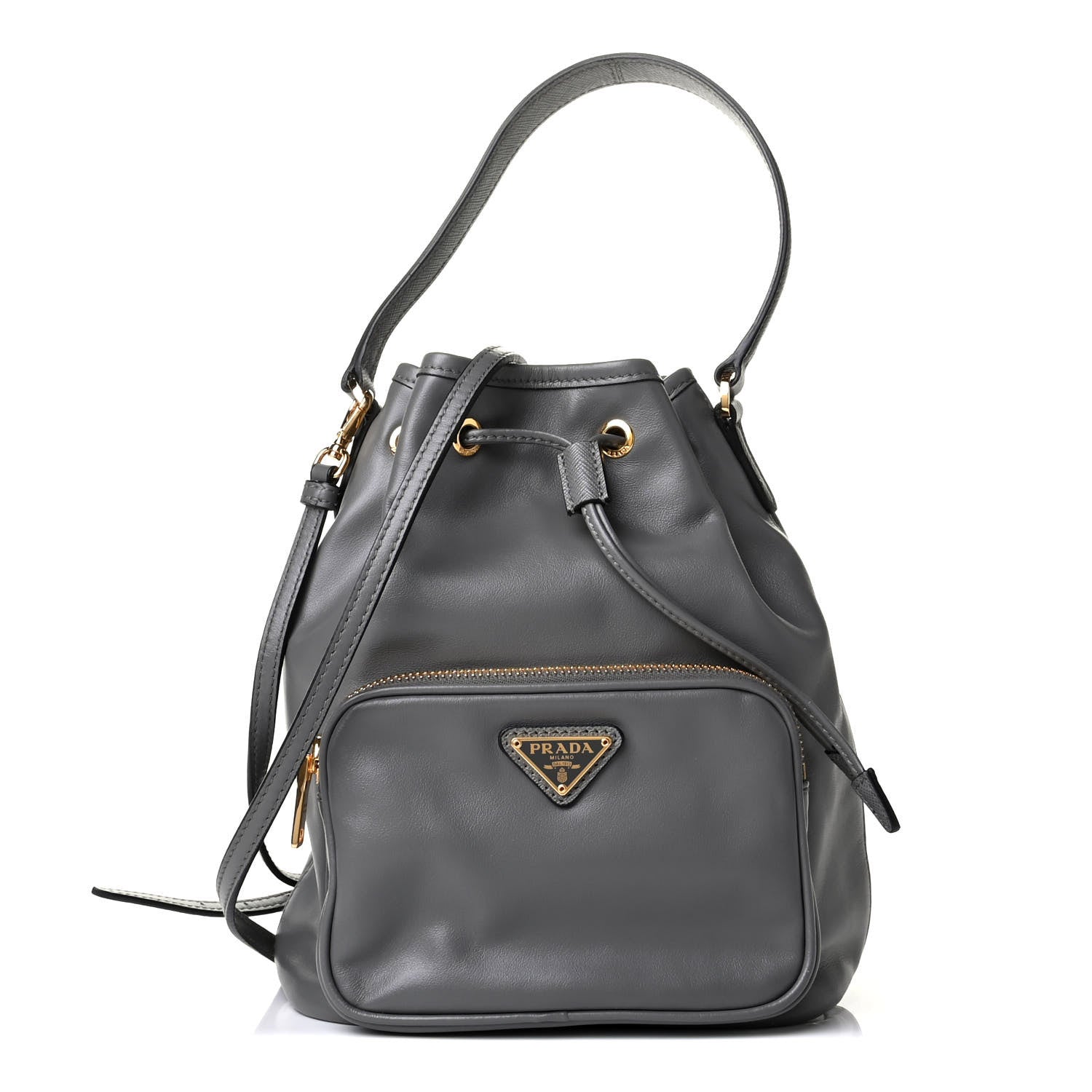 Prada Light Calfskin Saffiano Mini Bucket Crossbody Bag Marmo 1 of 5