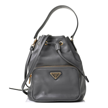 Prada Light Calfskin Saffiano Mini Bucket Crossbody Bag Marmo 1 of 5