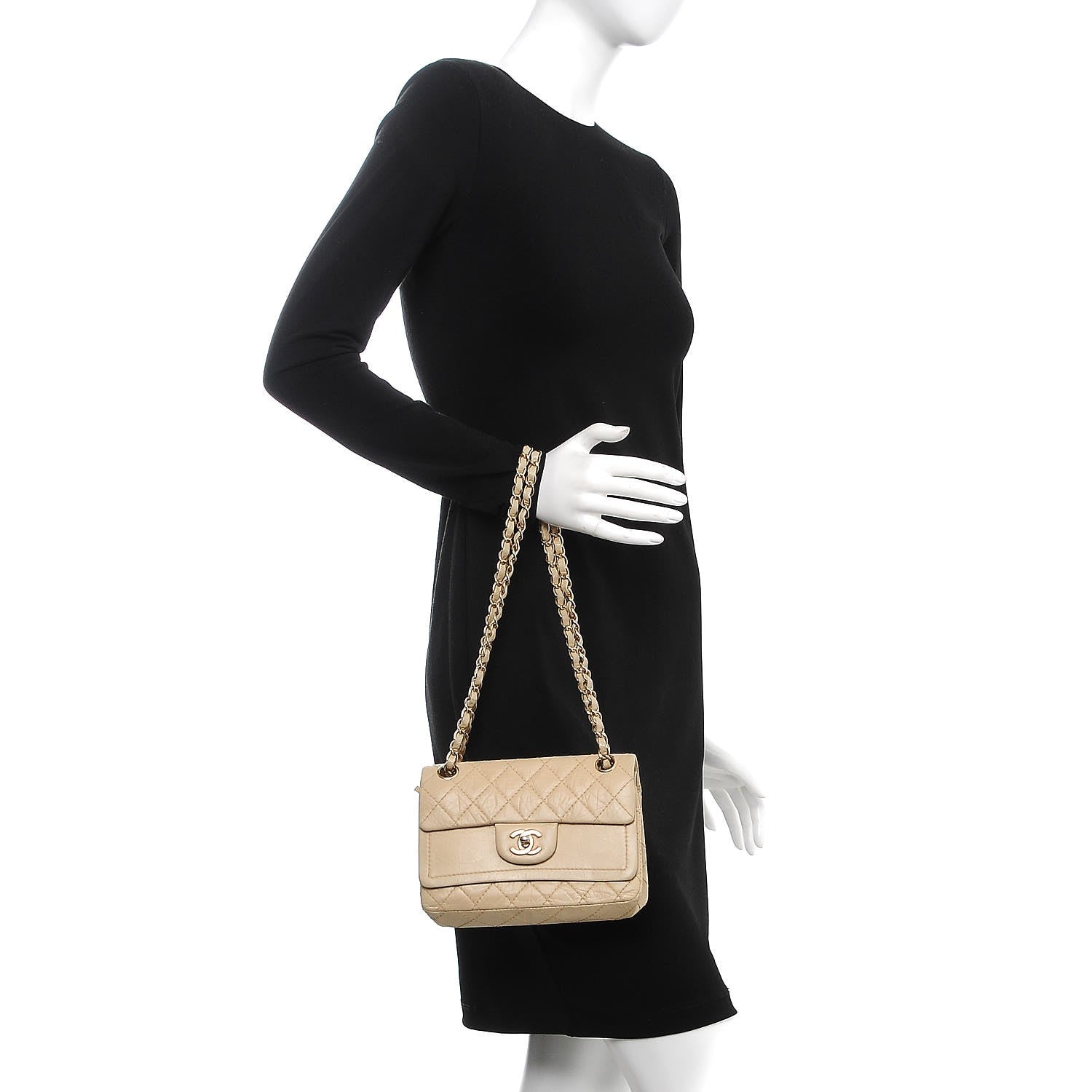 Chanel Aged Calfskin Small Double Flap Beige 3 of 9
