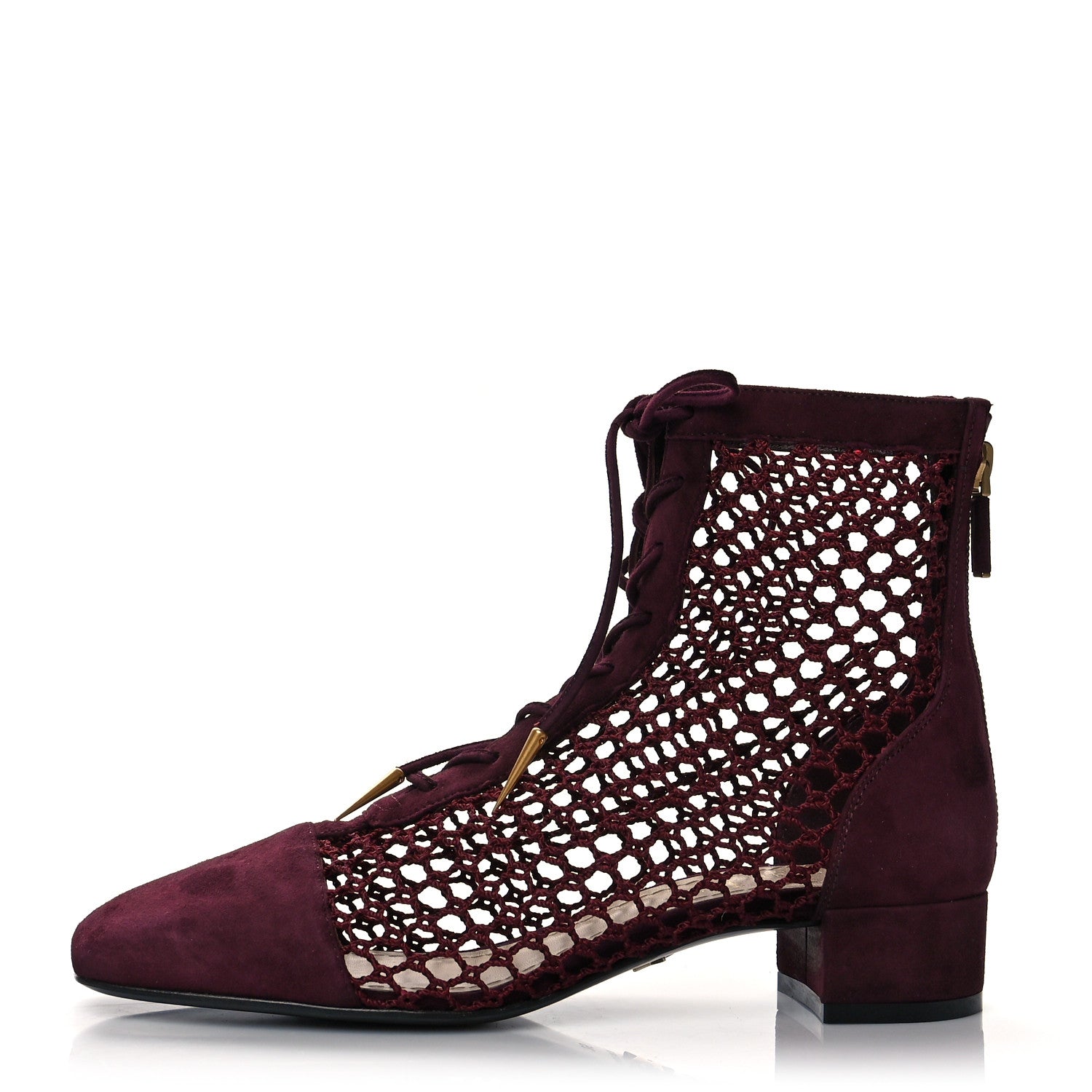 Christian Dior Suede Resille Naughtily-D 30mm Ankle Boots 40.5 Rouge Noir 1 of 8