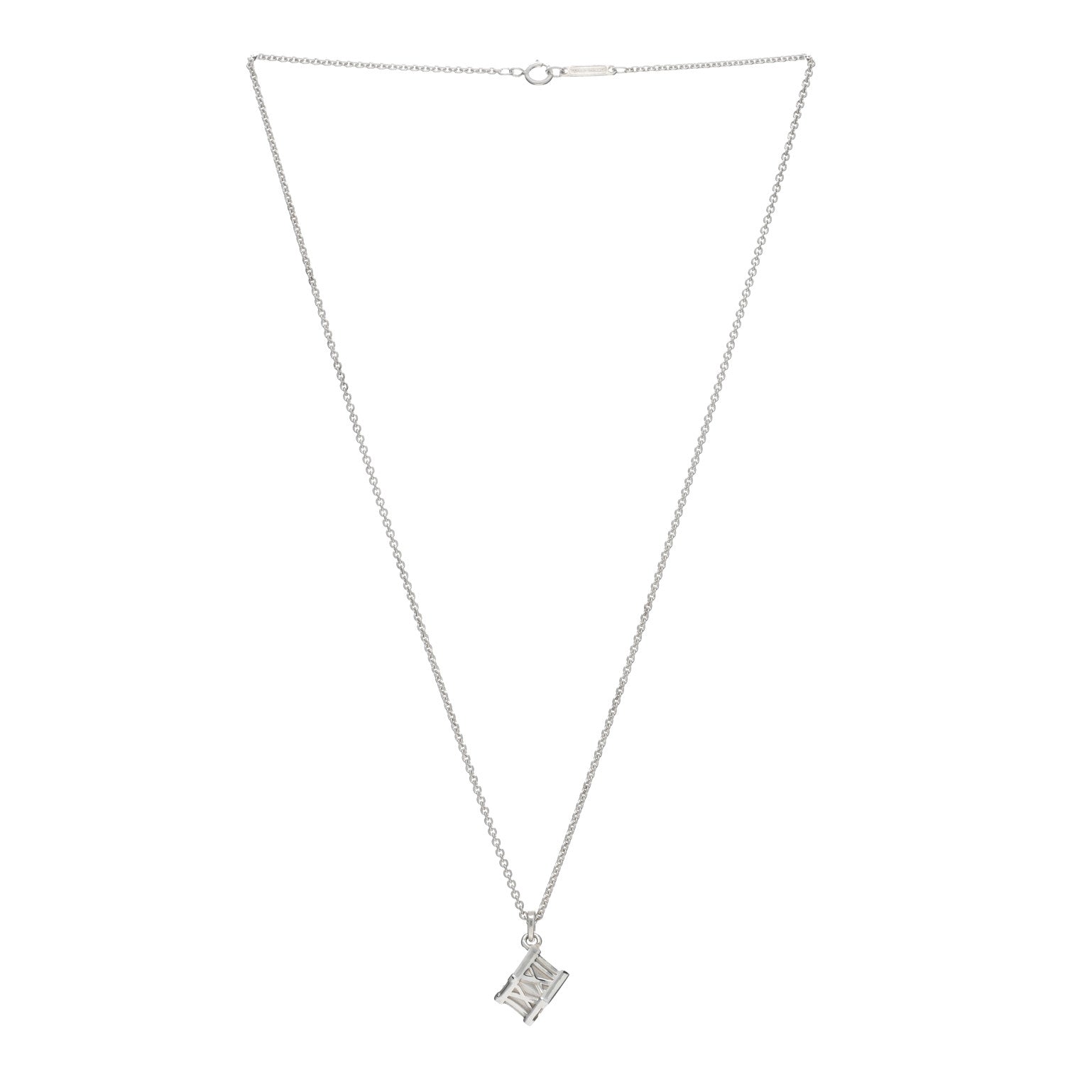 Tiffany Sterling Silver Atlas Cube Pendant Necklace 3 of 4