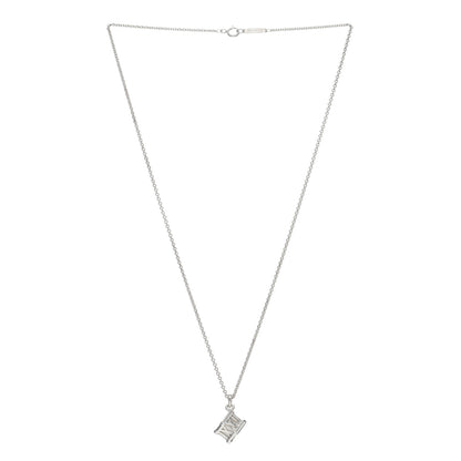 Tiffany Sterling Silver Atlas Cube Pendant Necklace 3 of 4