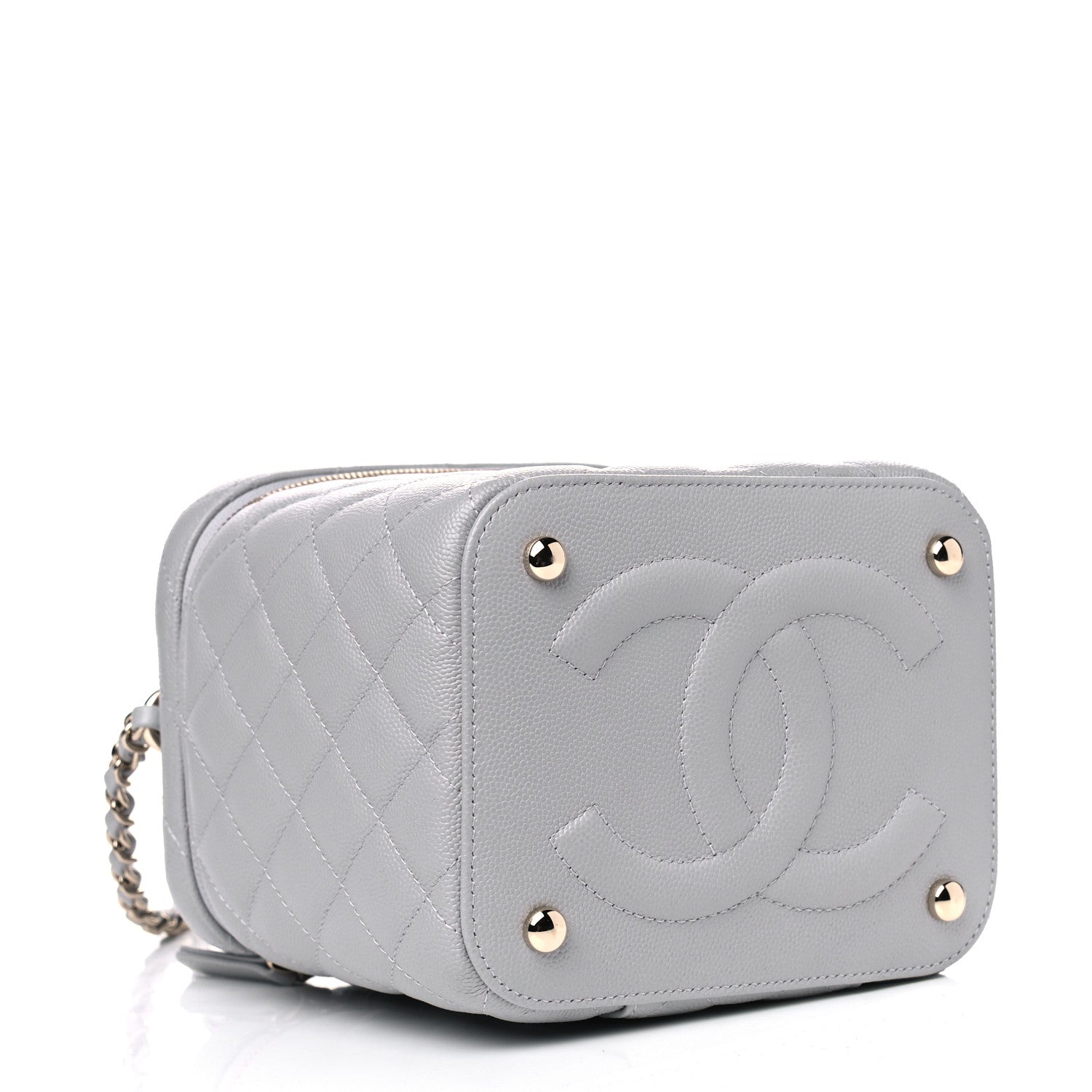 Chanel Caviar Quilted Small Top Handle Vanity Case With Chain Grey 3 of 4