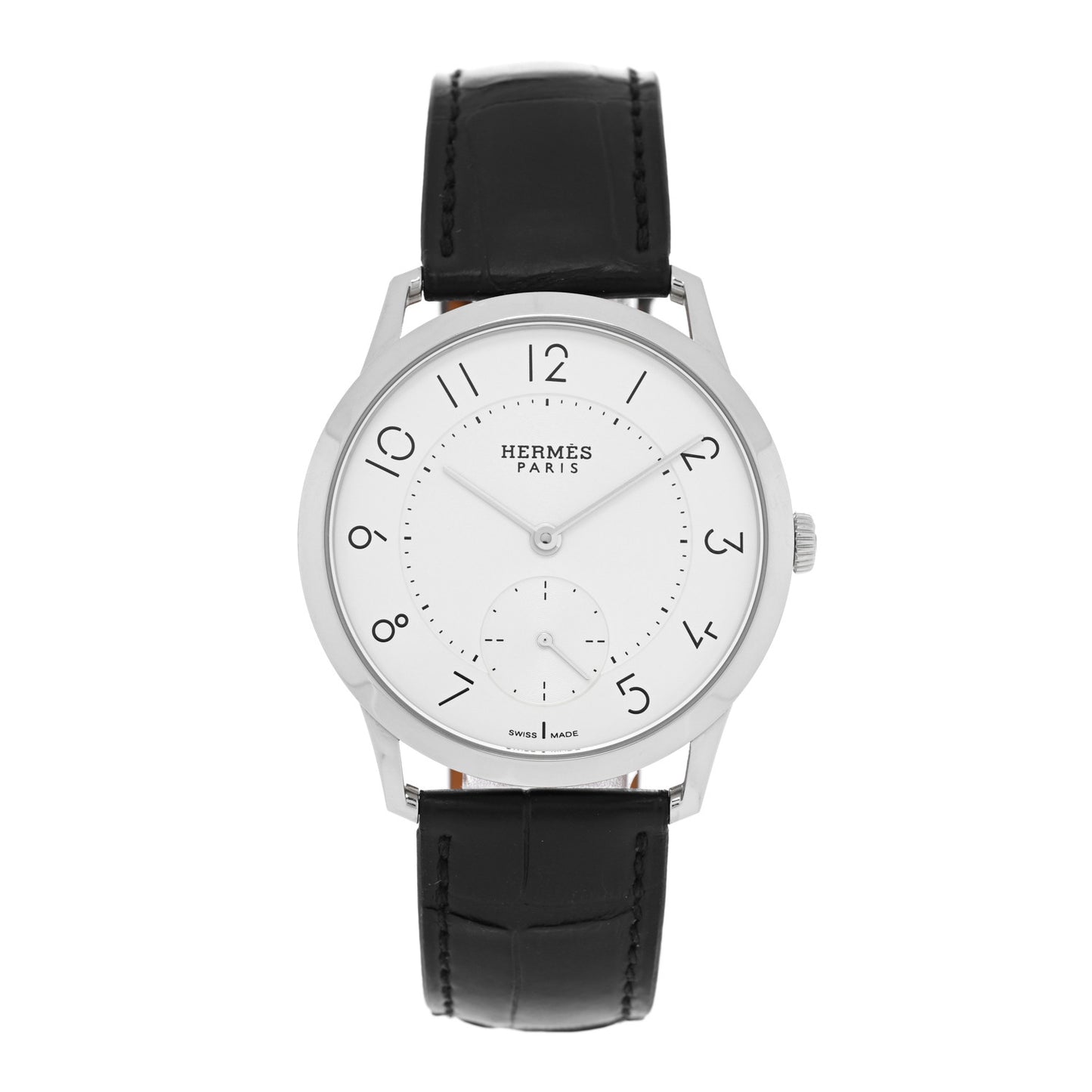 Stainless Steel Alligator 39.5mm Slim d'Hermes Automatic Watch Noir