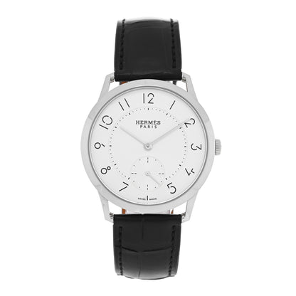 Hermes Stainless Steel Alligator 39.5mm Slim d'Hermes Automatic Watch Noir 1 of 5