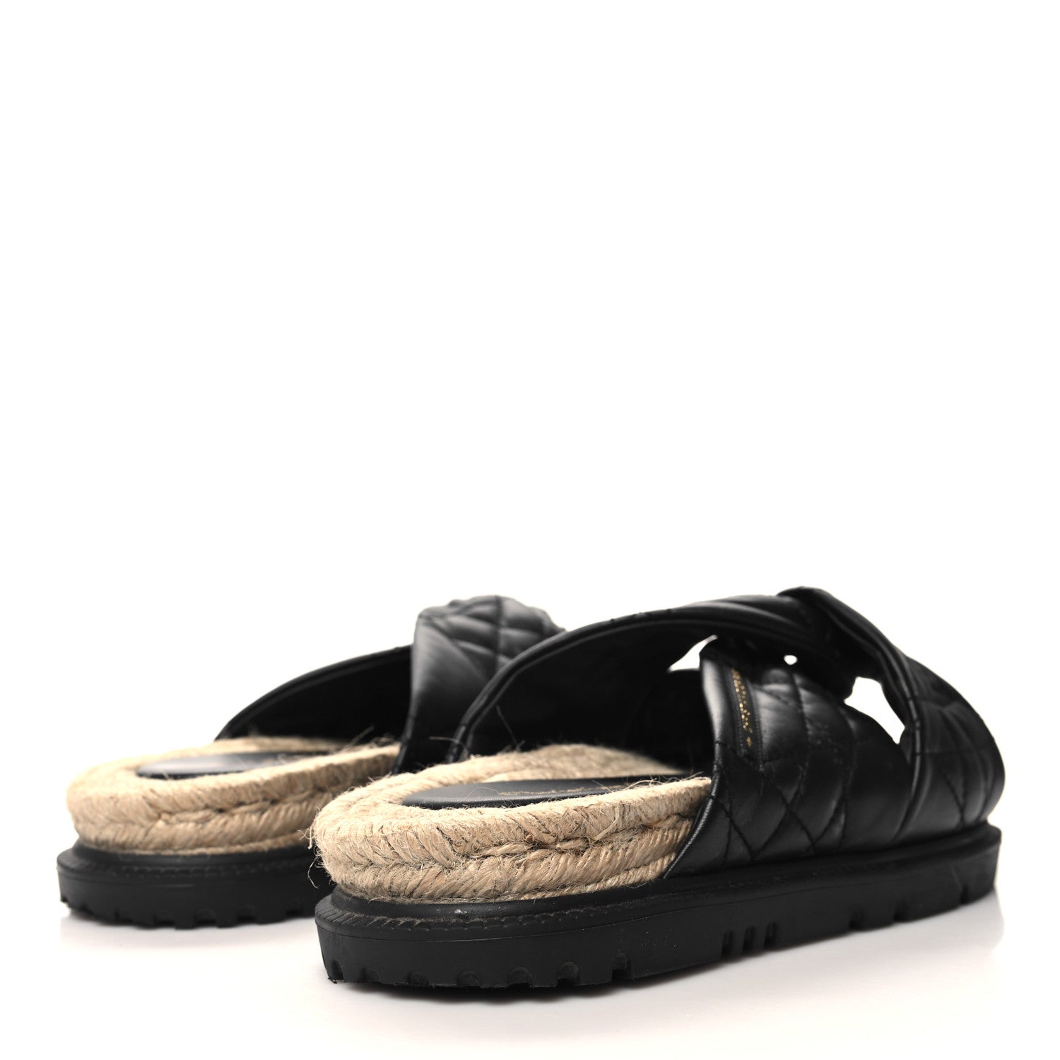 Christian Dior Calfskin Cannage Dtwist Espadrille Platform Sandals 38 Black 4 of 7