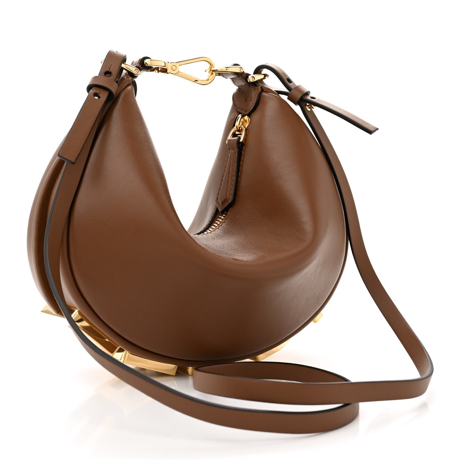 Fendi Vitello Grace Matte Mini graphy Hobo Bag Brandy 3 of 10