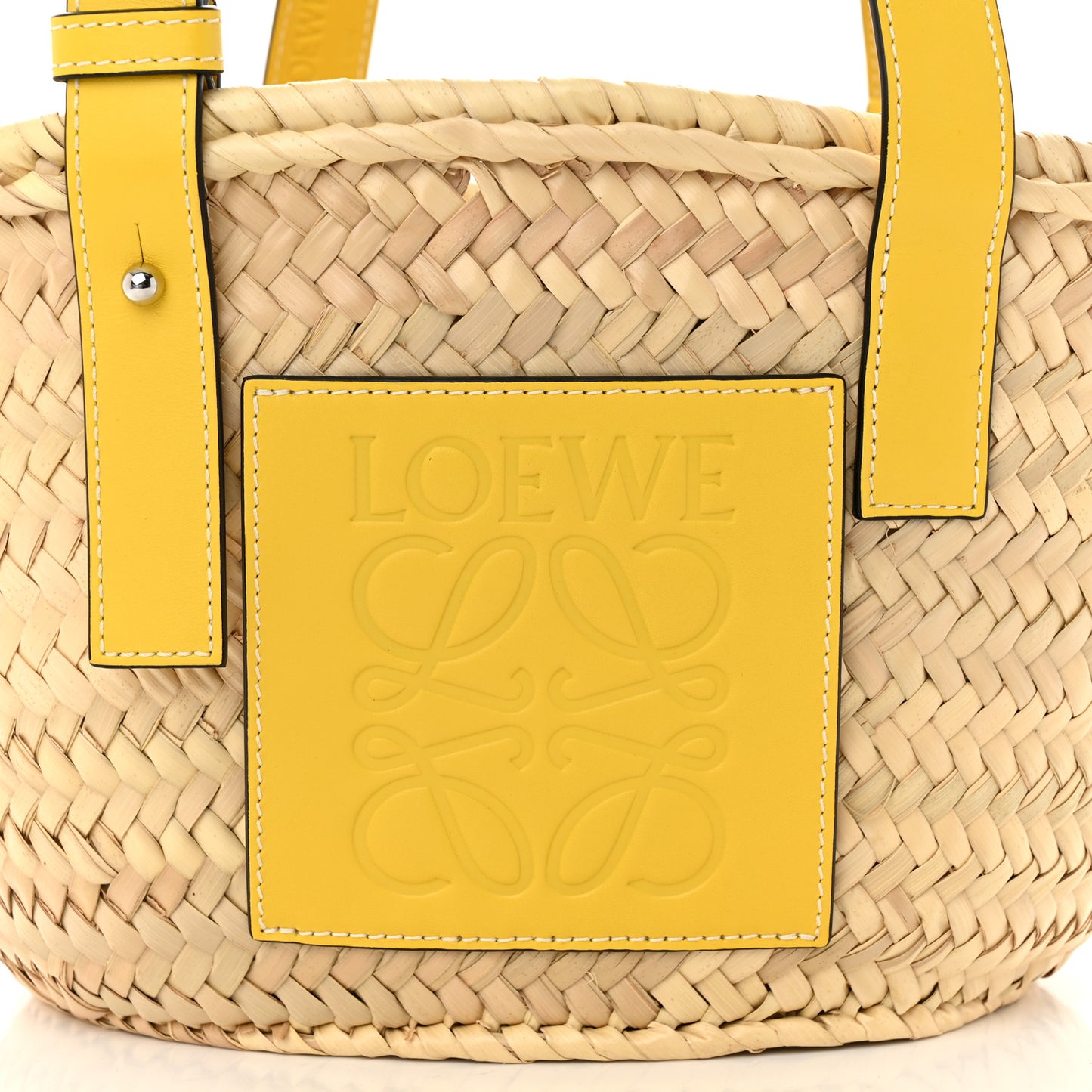 Raffia Small Basket Tote Bag Natural Yellow