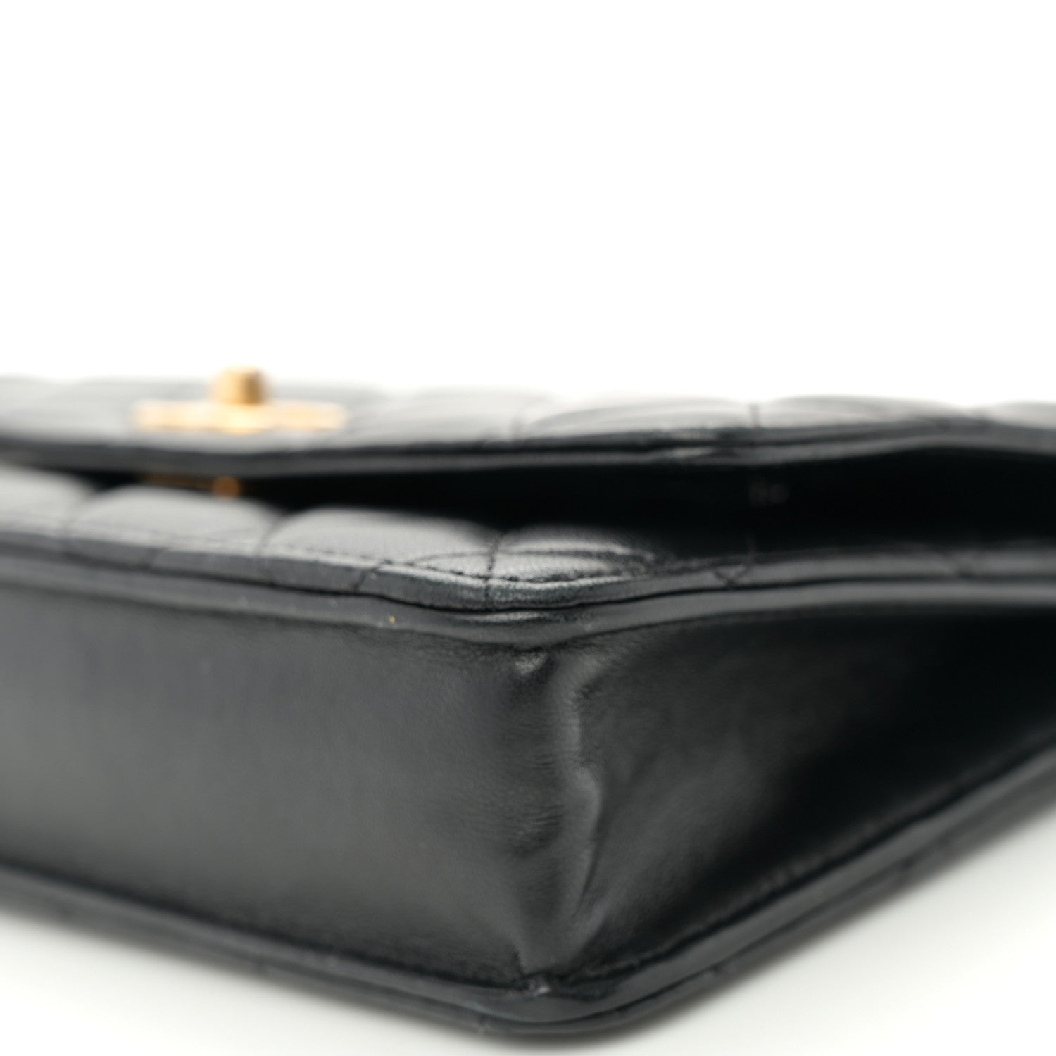 Chanel Lambskin Quilted CC Pearl Crush Wallet on Chain WOC Black 11 of 13