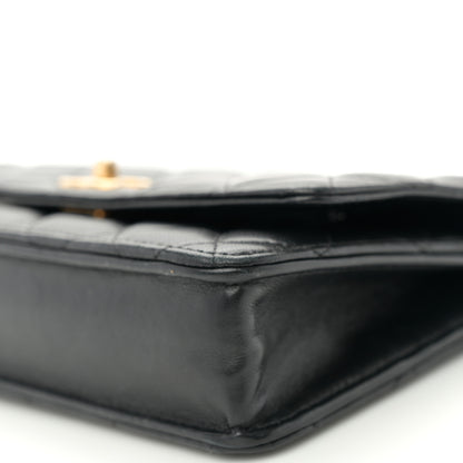 Chanel Lambskin Quilted CC Pearl Crush Wallet on Chain WOC Black 11 of 13