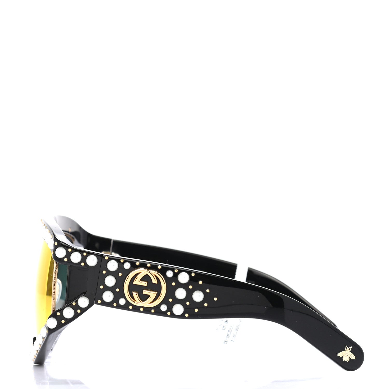 Gucci Acetate Pearl Rectangular Frame Sunglasses GG0234S Black Orange 3 of 7