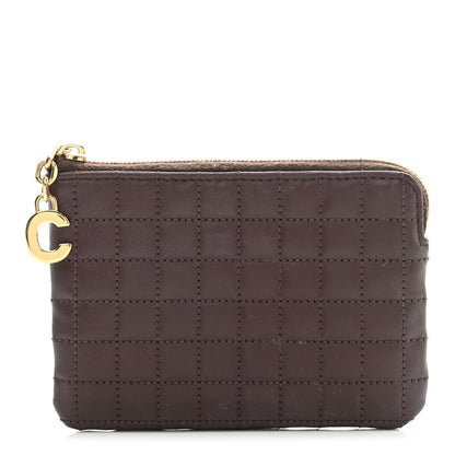 Celine Calfskin Quilted C Charm Coin Card Pouch Brown 1 of 9