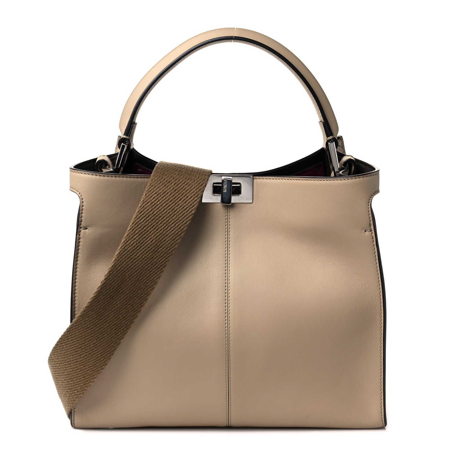 Fendi Vitello Seta Light Camoscio Medium Peekaboo X-Lite Amido Ciclamino 1 of 10