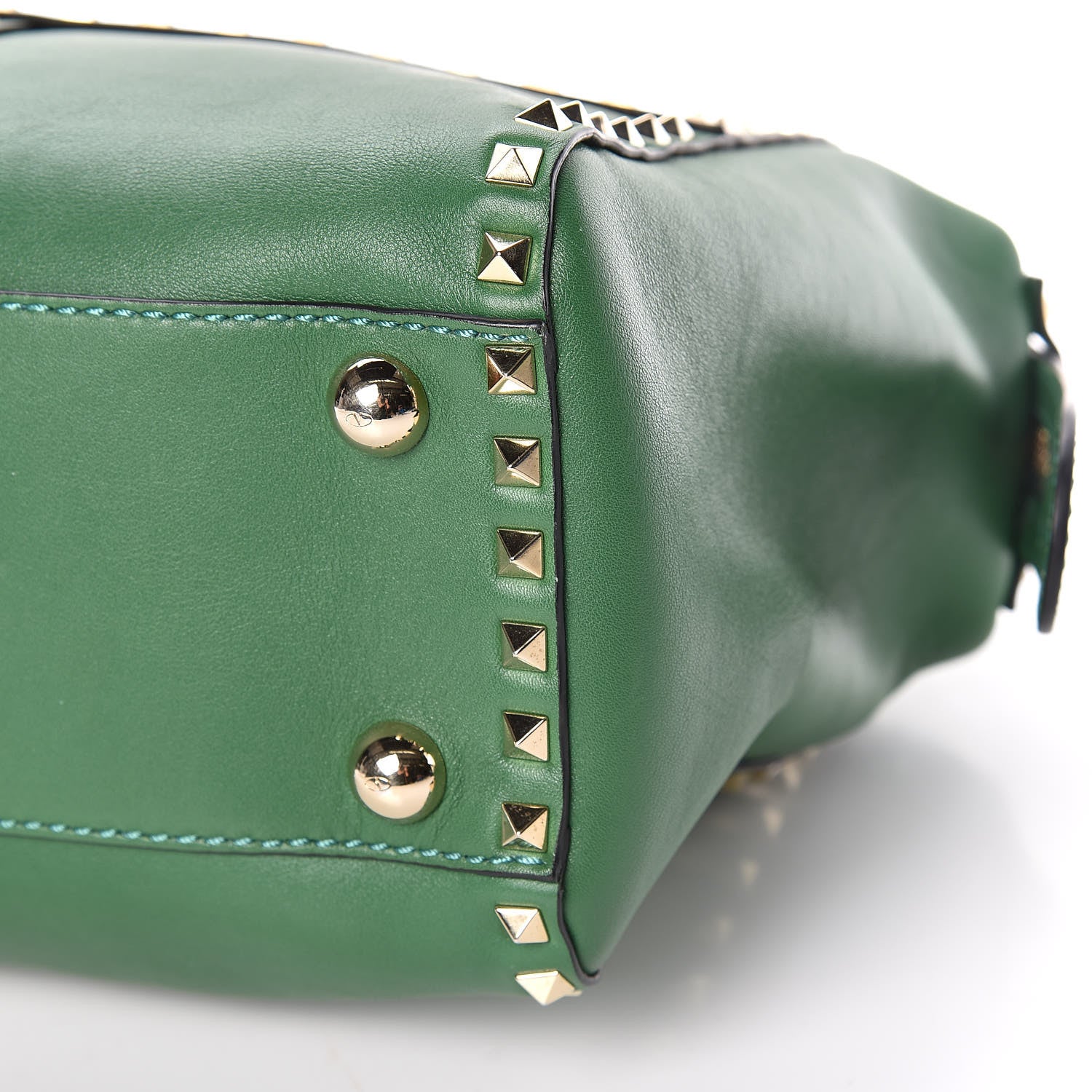 Valentino Garavani VALENTINO Vitello Rockstud Top Handle Satchel Pop Green 6 of 13