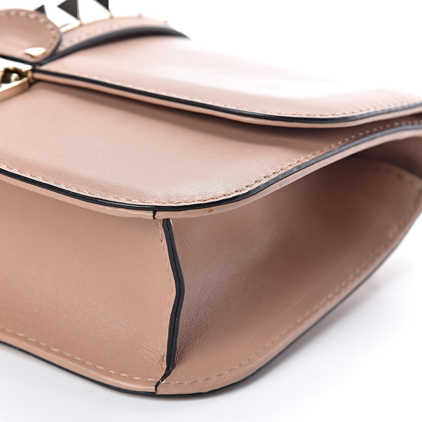 Vitello Medium Glam Lock Rockstud Flap Soft Noisette