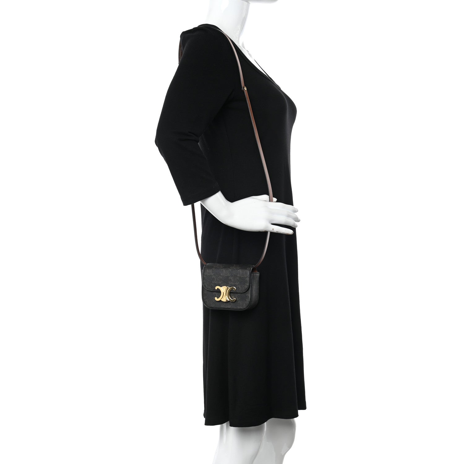 Celine Triomphe Canvas Calfskin Mini Claude Tan 2 of 9