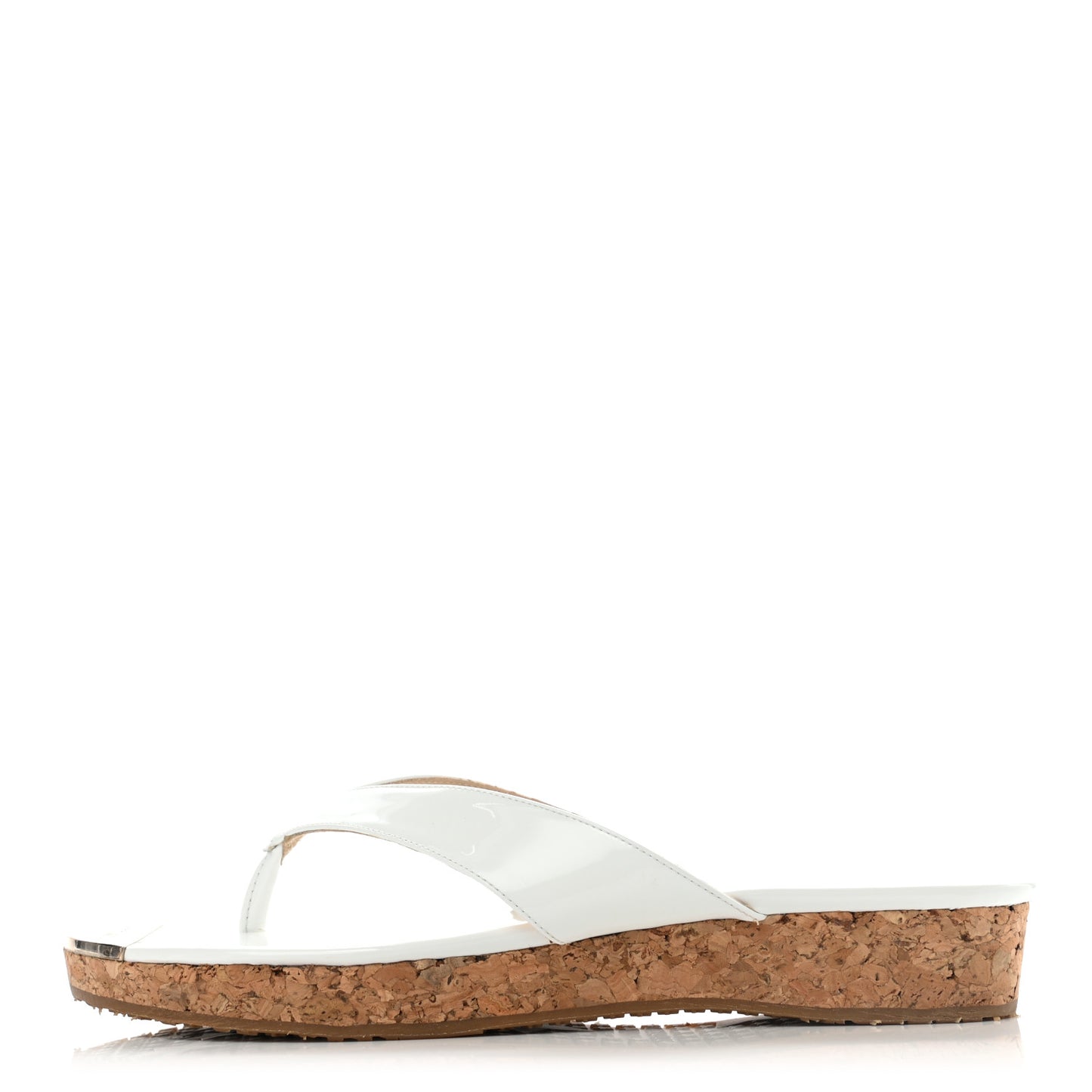 Patent Cork Wedge Sandals 38.5 White