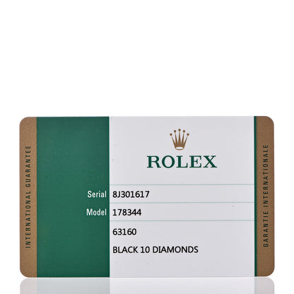 Rolex Stainless Steel 18K White Gold Diamond 31mm Oyster Perpetual Datejust Watch Black 178344 6 of 7