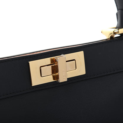 Fendi Vitello Seta Shiny Nappa Medium Peekaboo I SEE U Satchel Black Light Rose 22 of 25