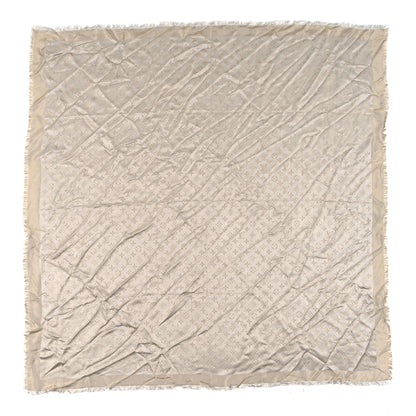 Louis Vuitton Silk Lurex Wool Monogram Shine Shawl Greige 1 of 4