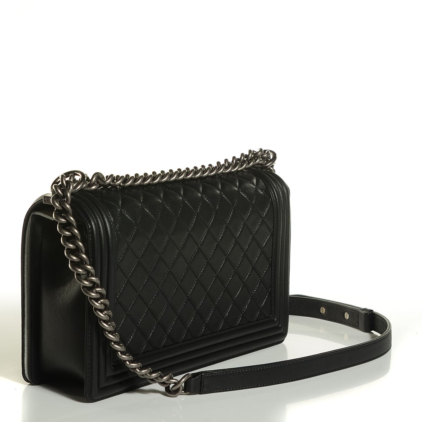 Calfskin Quilted New Medium Boy Flap Black